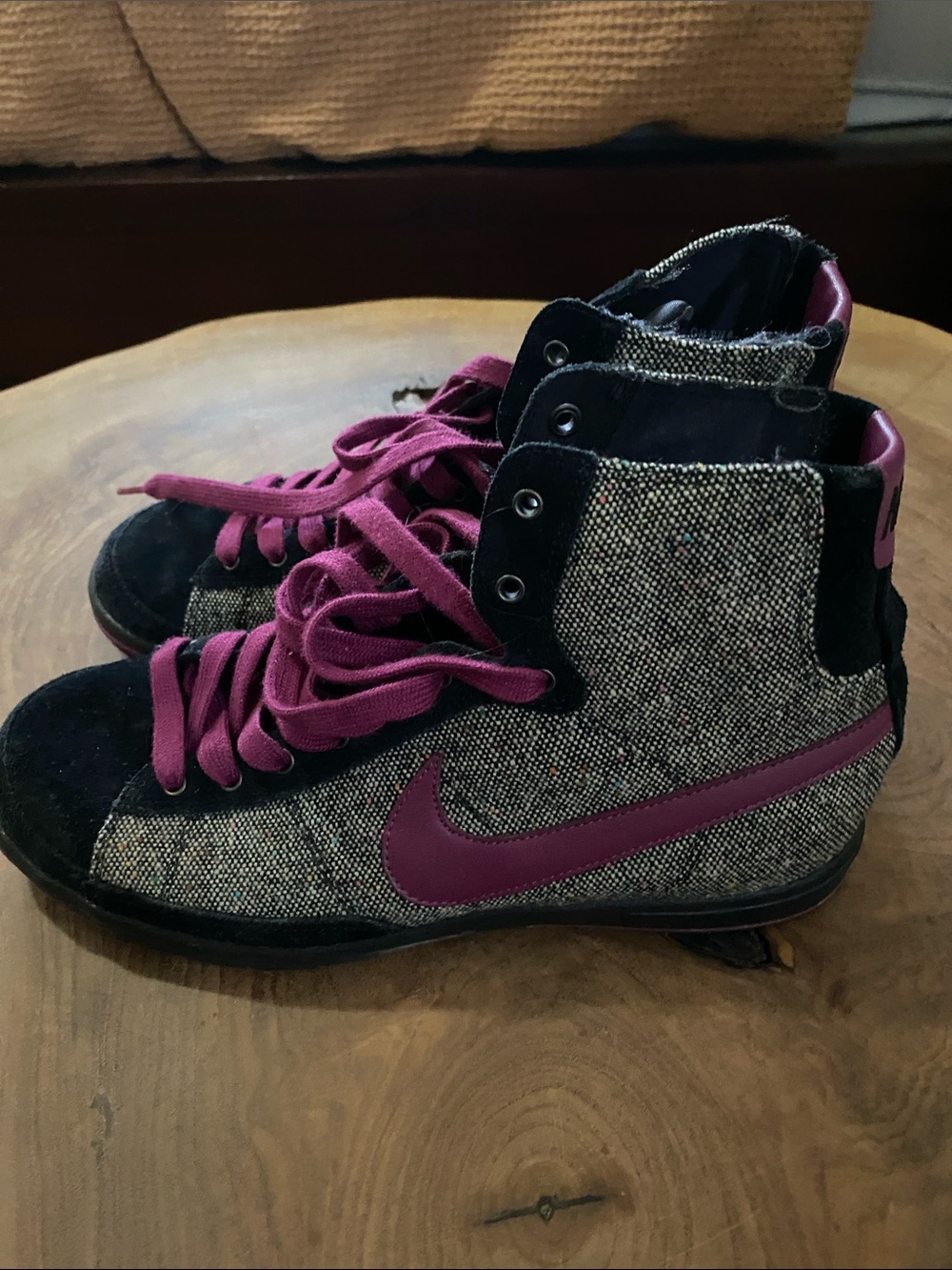 Nike Kids High-Top Sneakers in Purple and Black